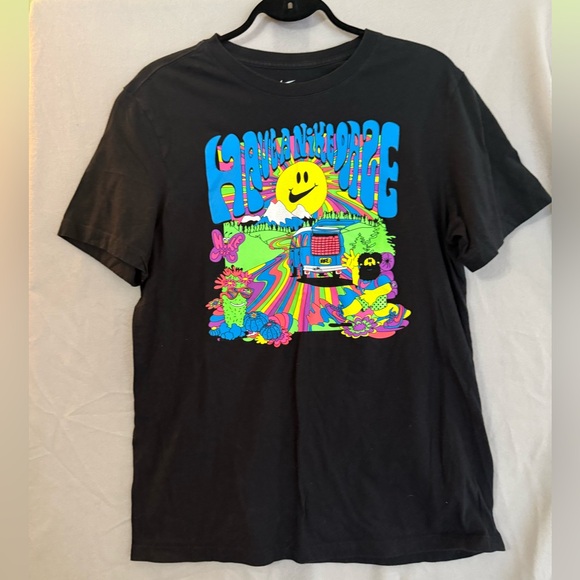 Nike Tops - Nike Black Tee with Blue and Pink Graphic
